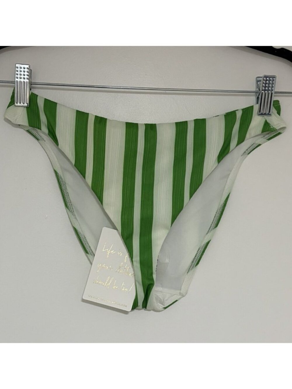 Show Me Your Mumu Women’s Green And White Striped Bikini Bottom Size XS